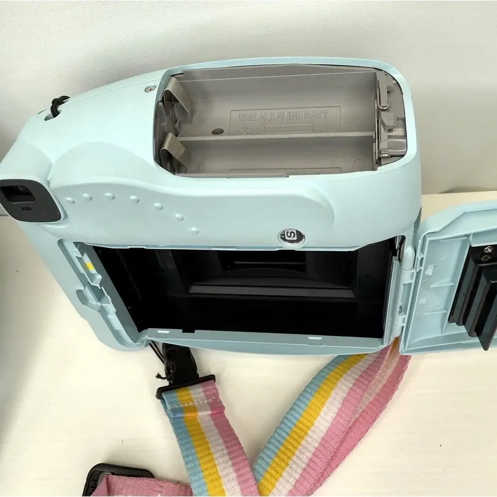 Fujifilm Instax Mini Instant Camera with Light Blue Case and Pastel Strap